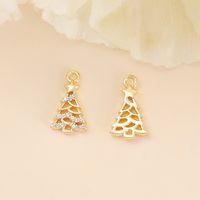 1 Piece 12 * 7mm Copper Zircon 18K Gold Plated White Gold Plated Christmas Tree Polished Pendant sku image 1