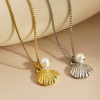 304 Stainless Steel Simple Style Plating Shell Pendant Necklace main image 1