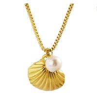 304 Stainless Steel Simple Style Plating Shell Pendant Necklace sku image 2