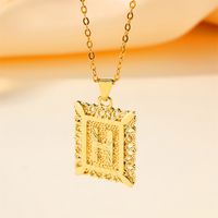 Copper 18K Gold Plated Casual Hollow Out Letter Pendant Necklace sku image 8