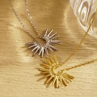 304 Stainless Steel Simple Style Plating Sun Pendant Necklace main image 1