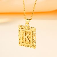 Copper 18K Gold Plated Casual Hollow Out Letter Pendant Necklace sku image 11
