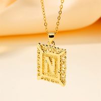 Copper 18K Gold Plated Casual Hollow Out Letter Pendant Necklace sku image 14
