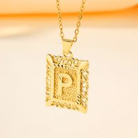 Copper 18K Gold Plated Casual Hollow Out Letter Pendant Necklace sku image 16