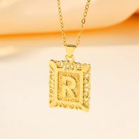 Copper 18K Gold Plated Casual Hollow Out Letter Pendant Necklace sku image 18