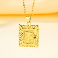 Copper 18K Gold Plated Casual Hollow Out Letter Pendant Necklace sku image 20