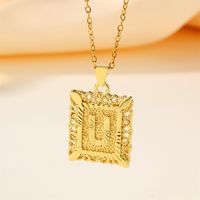 Copper 18K Gold Plated Casual Hollow Out Letter Pendant Necklace sku image 21