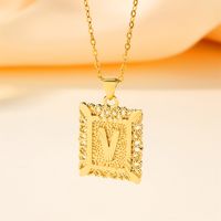 Copper 18K Gold Plated Casual Hollow Out Letter Pendant Necklace sku image 22