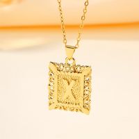 Copper 18K Gold Plated Casual Hollow Out Letter Pendant Necklace sku image 24
