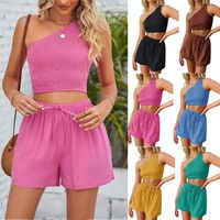 Holiday Daily Women's Streetwear Solid Color Polyester Pleated Pants Sets Shorts Sets main image 1
