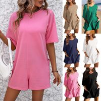 Women's Short Sleeve Bodysuits Pocket Streetwear Solid Color main image 6