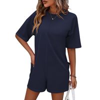 Women's Short Sleeve Bodysuits Pocket Streetwear Solid Color main image 3