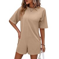 Women's Short Sleeve Bodysuits Pocket Streetwear Solid Color main image 4