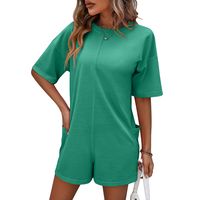 Women's Short Sleeve Bodysuits Pocket Streetwear Solid Color main image 5