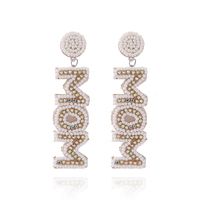 1 Pair Elegant MAMA Classic Style Letter Handmade Inlay Beaded Rhinestones Drop Earrings main image 7