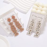 1 Pair Elegant MAMA Classic Style Letter Handmade Inlay Beaded Rhinestones Drop Earrings main image 1