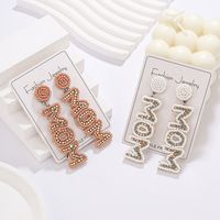 1 Pair Elegant MAMA Classic Style Letter Handmade Inlay Beaded Rhinestones Drop Earrings main image 8