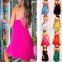 Women's Strap Dress Sexy V Neck Sleeveless Solid Color Above Knee Daily main image 6