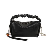 Women's Medium Pu Leather Solid Color Elegant Vintage Style Sewing Thread Zipper Crossbody Bag sku image 1