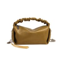 Women's Medium Pu Leather Solid Color Elegant Vintage Style Sewing Thread Zipper Crossbody Bag sku image 4