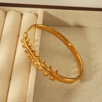 304 Stainless Steel 18K Gold Plated Vintage Style Classic Style Enamel Inlay Leaf Heart Shape Zircon Bangle main image 5