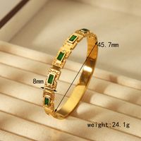 304 Stainless Steel 18K Gold Plated Vintage Style Classic Style Enamel Inlay Leaf Heart Shape Zircon Bangle main image 2
