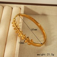 304 Stainless Steel 18K Gold Plated Vintage Style Classic Style Enamel Inlay Leaf Heart Shape Zircon Bangle sku image 3