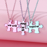 Cute Simple Style Jigsaw Alloy Zinc Wholesale Pendant Necklace main image 3