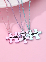Cute Simple Style Jigsaw Alloy Zinc Wholesale Pendant Necklace main image 5