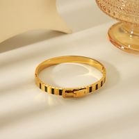 304 Stainless Steel 18K Gold Plated Vintage Style Classic Style Plating Geometric Belts Bangle main image 3