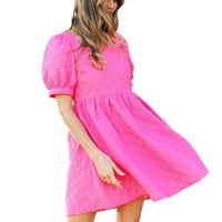 Women's Princess Dress Simple Style Square Neck Short Sleeve Solid Color Knee-Length Casual Daily main image 2
