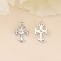1 Piece 10*14mm Copper Zircon 18K Gold Plated White Gold Plated Cross Polished Pendant main image 3