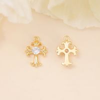 1 Piece 10*14mm Copper Zircon 18K Gold Plated White Gold Plated Cross Polished Pendant main image 4