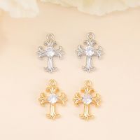 1 Piece 10*14mm Copper Zircon 18K Gold Plated White Gold Plated Cross Polished Pendant main image 1