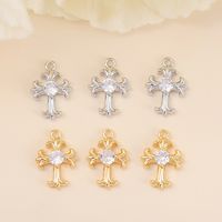 1 Piece 10*14mm Copper Zircon 18K Gold Plated White Gold Plated Cross Polished Pendant main image 6