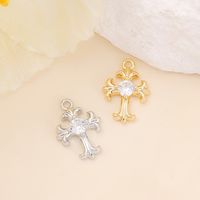 1 Piece 10*14mm Copper Zircon 18K Gold Plated White Gold Plated Cross Polished Pendant main image 5