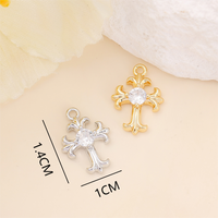 1 Piece 10*14mm Copper Zircon 18K Gold Plated White Gold Plated Cross Polished Pendant main image 2
