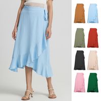 Summer Streetwear Printing Solid Color Polyester Above Knee Skirts main image 1