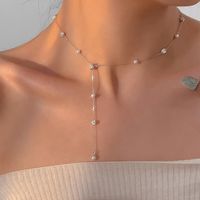 Einfacher Stil Runden Rostfreier Stahl Perle Inlay Zirkon Halskette sku image 4