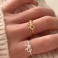 Sterling Silver Casual Plating Hollow Out Bow Knot Open Rings main image 1
