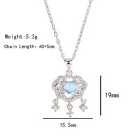 304 Stainless Steel Copper K Gold Plated Elegant Simple Style Inlay Lock Zircon Pendant Necklace main image 2