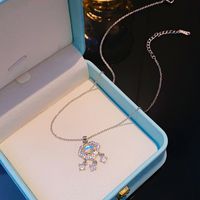304 Stainless Steel Copper K Gold Plated Elegant Simple Style Inlay Lock Zircon Pendant Necklace main image 4