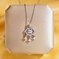 304 Stainless Steel Copper K Gold Plated Elegant Simple Style Inlay Lock Zircon Pendant Necklace main image 1