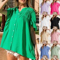Women's Blouse Short Sleeve Blouses Elegant Solid Color main image 6