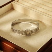 304 Stainless Steel 18K Gold Plated Vintage Style Simple Style Plating Hollow Out Inlay Butterfly Rectangle Zircon Bangle main image 6