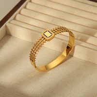 304 Stainless Steel 18K Gold Plated Vintage Style Simple Style Plating Hollow Out Inlay Butterfly Rectangle Zircon Bangle main image 5
