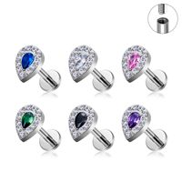 1 Piece Ear Cartilage Rings & Studs Simple Style Classic Style Commute Water Droplets Solid Color Titanium Alloy Inlay Zircon Lip Rings Ear Cartilage Rings & Studs Nose Rings & Studs main image 7