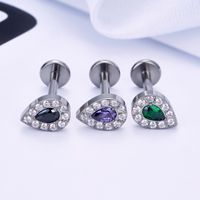 1 Piece Ear Cartilage Rings & Studs Simple Style Classic Style Commute Water Droplets Solid Color Titanium Alloy Inlay Zircon Lip Rings Ear Cartilage Rings & Studs Nose Rings & Studs main image 4