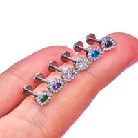 1 Piece Ear Cartilage Rings & Studs Simple Style Classic Style Commute Water Droplets Solid Color Titanium Alloy Inlay Zircon Lip Rings Ear Cartilage Rings & Studs Nose Rings & Studs main image 6