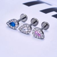 1 Piece Ear Cartilage Rings & Studs Simple Style Classic Style Commute Water Droplets Solid Color Titanium Alloy Inlay Zircon Lip Rings Ear Cartilage Rings & Studs Nose Rings & Studs main image 1